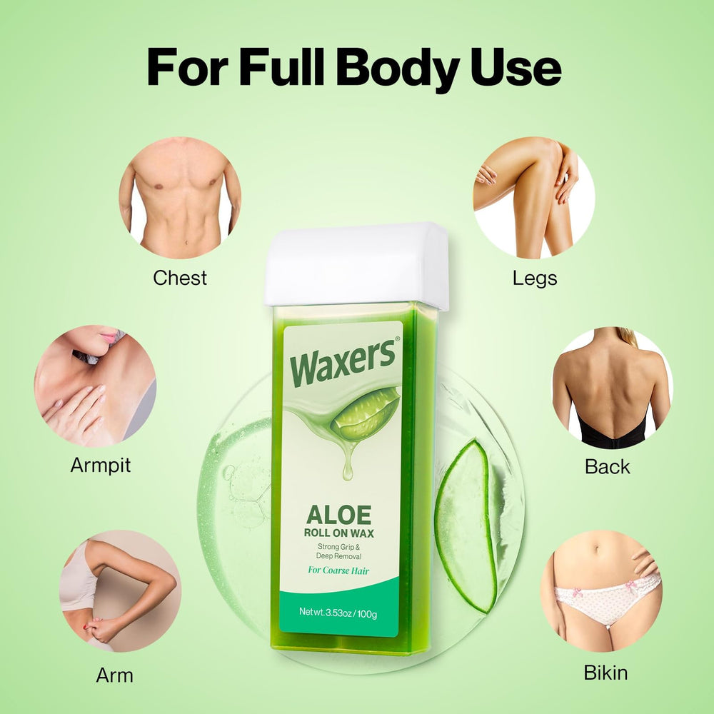 Waxers Roll-On Wax Kit allows simple roll-on use with no brushes needed.