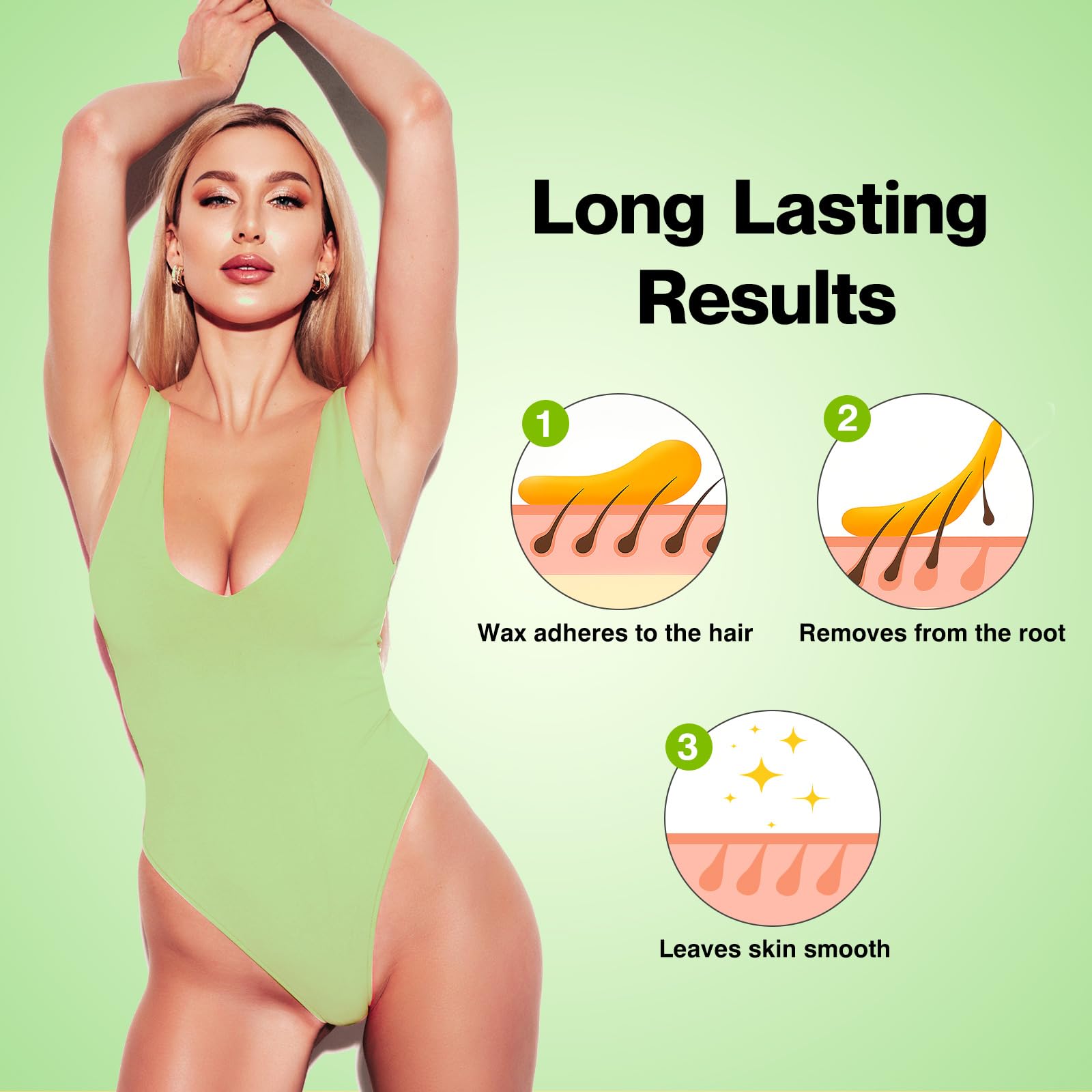 Waxers Roll-On Wax Kit Non-Woven Strips enable quick, hygienic removal after waxing.