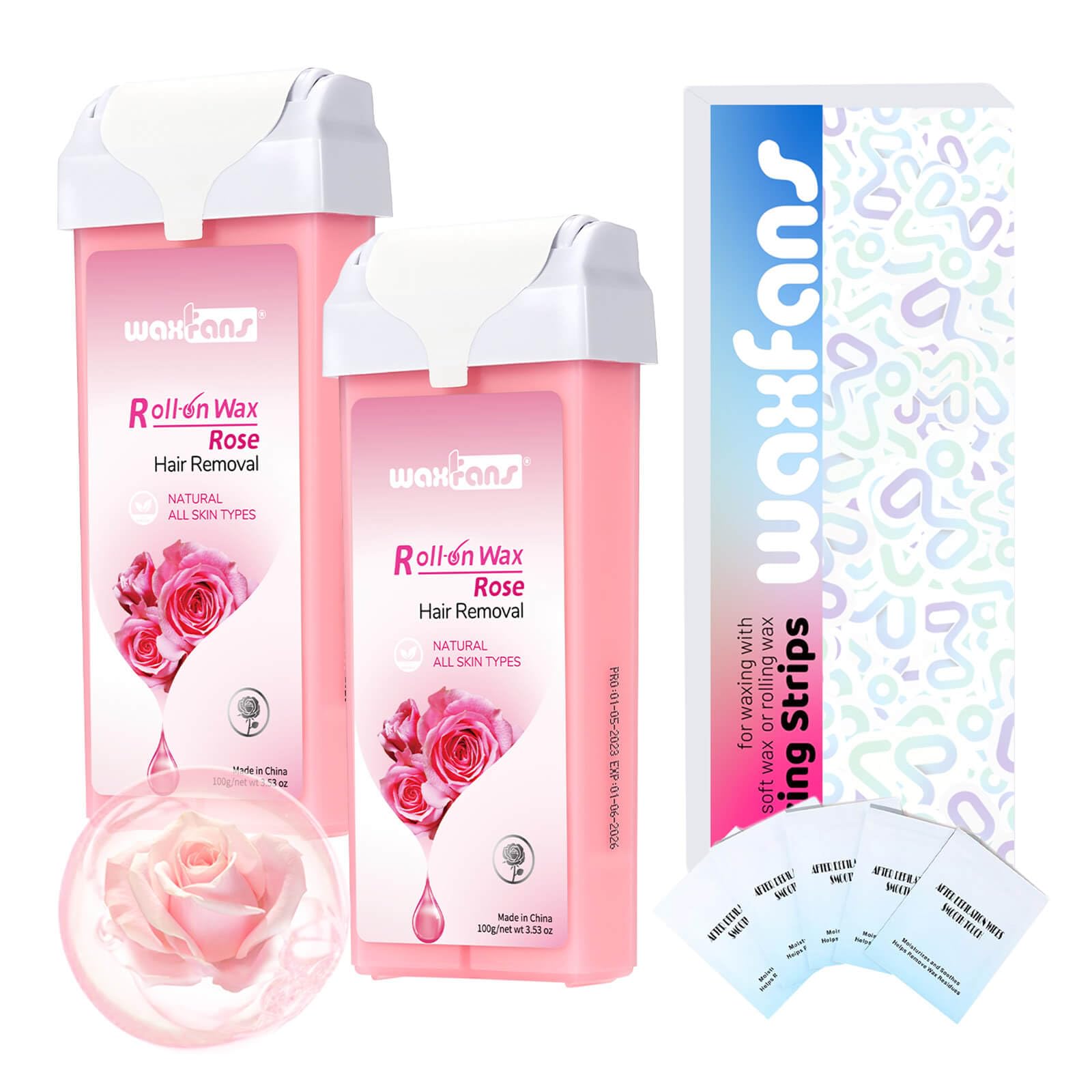 Waxfans Rose roll-on wax refill ready for at‑home hair removal