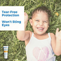 Waxhead Kids Sunscreen application on the face demonstrates tear-free, protective coverage