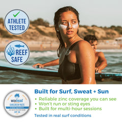 Close-up of paste showing thick, high-coverage application for reliable sun protection.