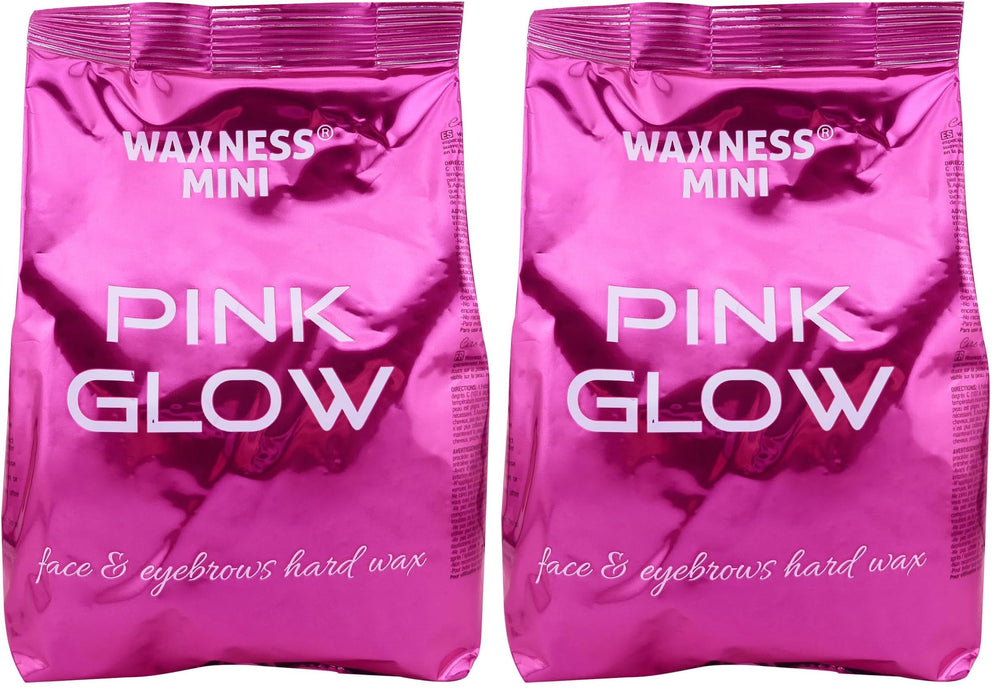 Waxness Pink Glow face and brows hard wax visible on skin for precise shaping