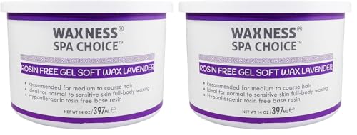 Waxness Spa Choice Rosin Free Gel Soft Wax Lavender 2-pack packaging ready for salon use.