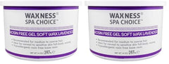 Waxness Spa Choice Rosin Free Gel Soft Wax Lavender 2-pack packaging ready for salon use.