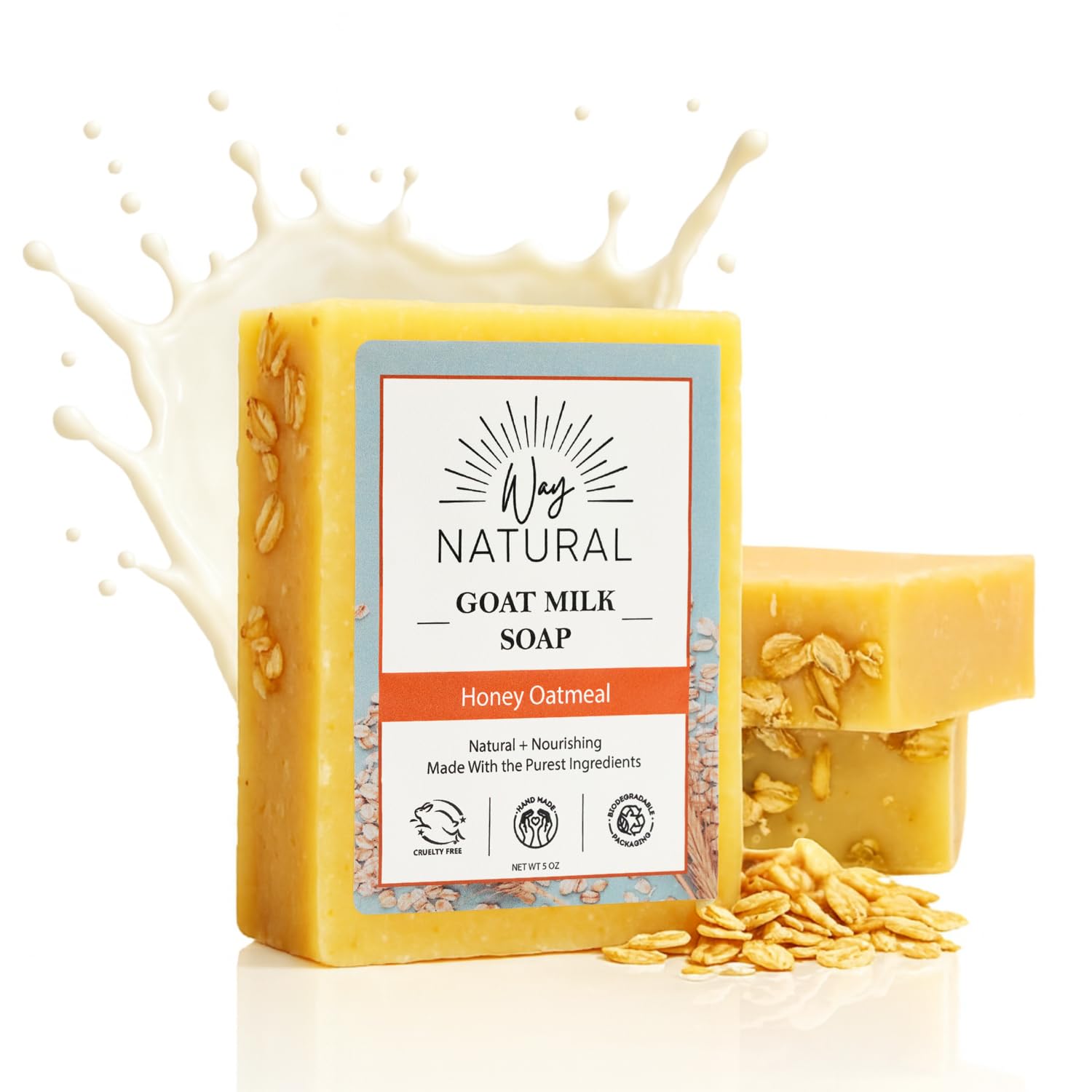 Way Natural Honey Oatmeal Soap Bar 3-pack packaging showcases the gift-ready presentation.