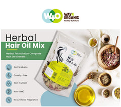 Way4Organic Herbal Hair Oil Mix container ready for coconut oil infusion.