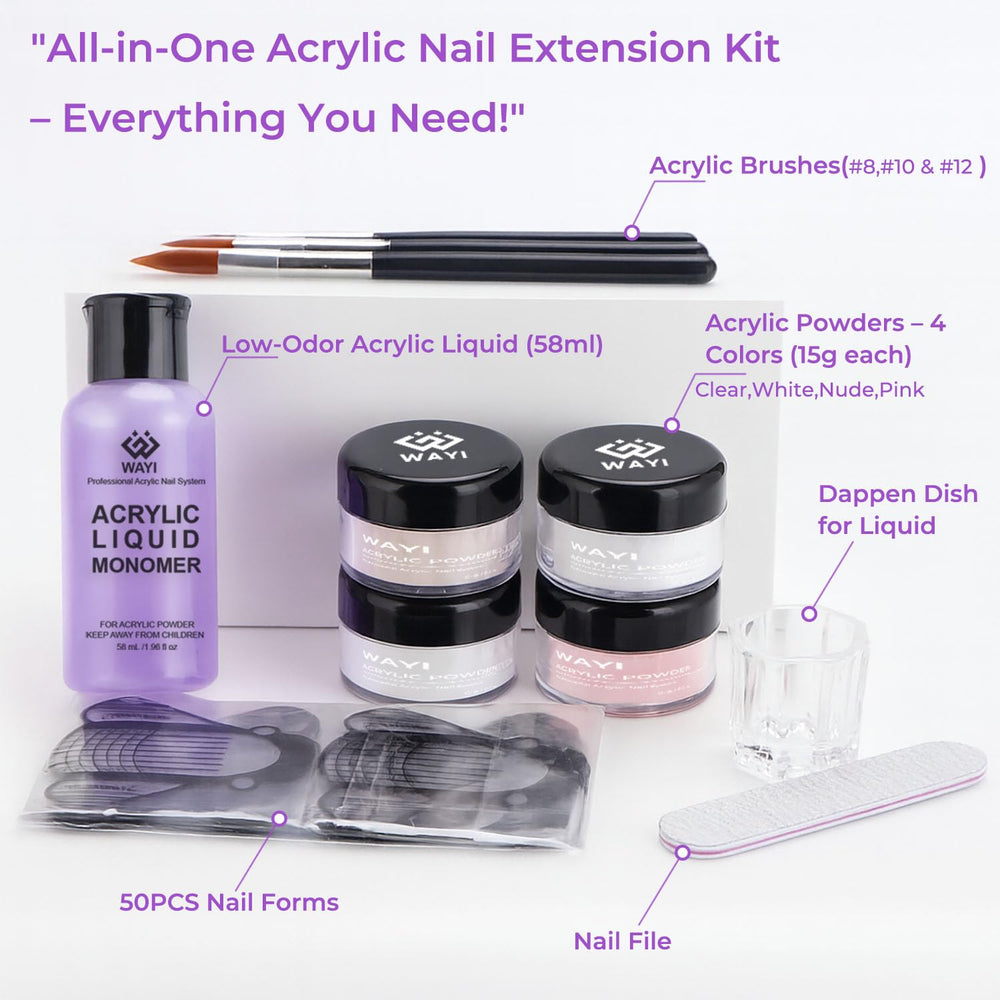 WAYI 9Pcs Kit white powder for clean, natural-looking nails