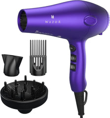 Wazor hair dryer with diffuser attachment for even styling and faster drying