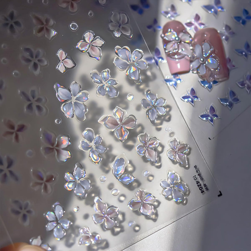 WBRRFJJ cherry blossom stickers on gel nails with subtle 3D effect
