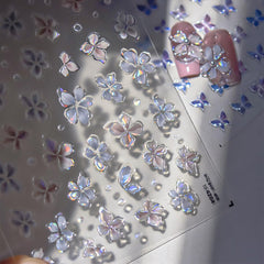 WBRRFJJ cherry blossom stickers on gel nails with subtle 3D effect
