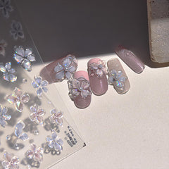 WBRRFJJ flower art stickers applied to natural nails for DIY mani