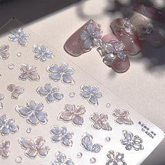 WBRRFJJ silver glitter petal decal enhances reflective nail art