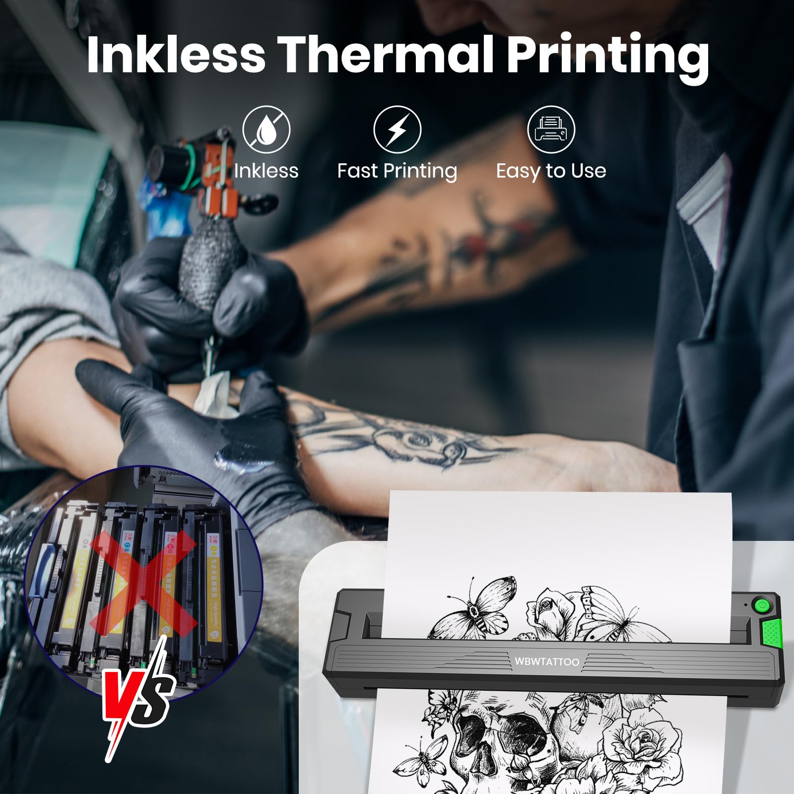 WBWTATTOO T18 — impression thermique sans fil, outil polyvalent pour projets mobiles.
