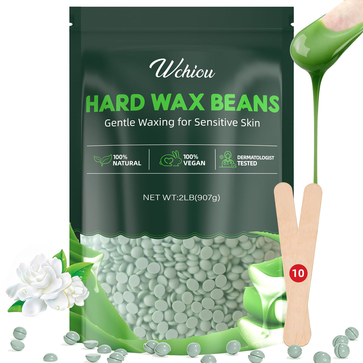 Wchiou aloe vera wax beads for gentle at-home waxing.