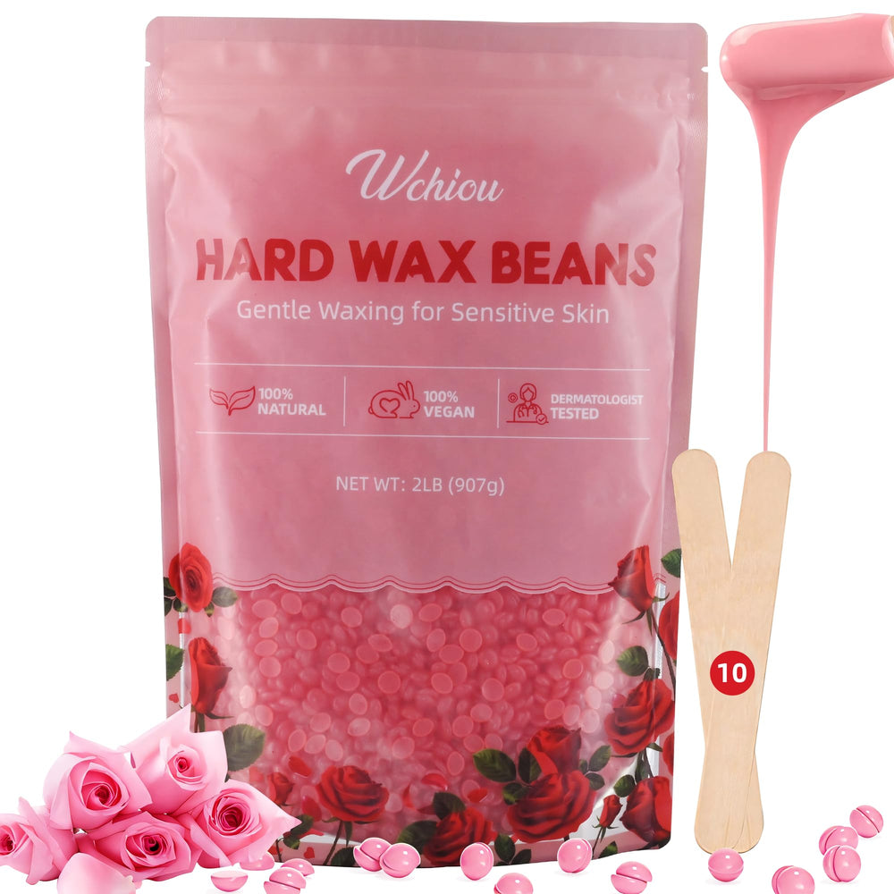 Wchiou rose-formula hard wax beads pack close-up for gentle hair removal