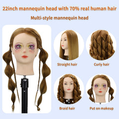 WDQXCQA mannequin head curl-styling view for curling and braiding versatility