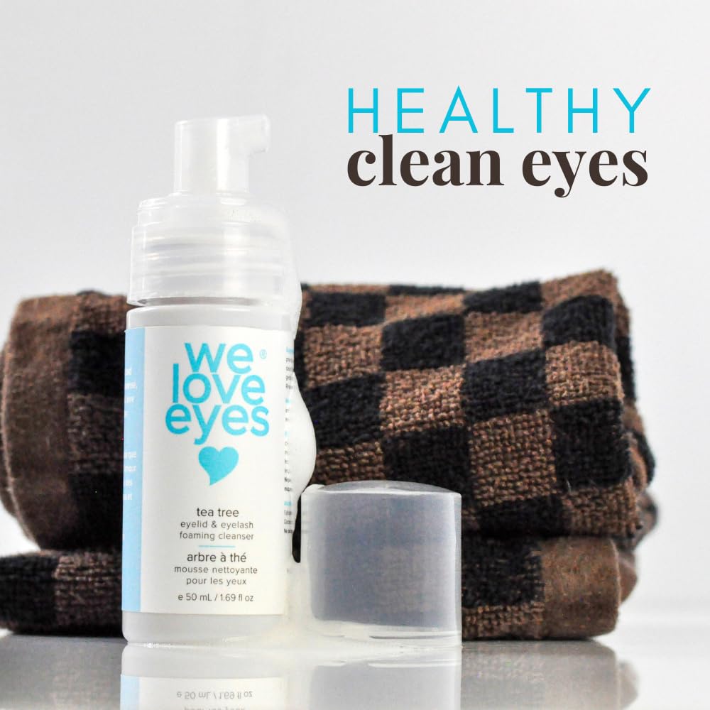 We Love Eyes foaming cleanser texture on eyelids provides a fresh, clean feel