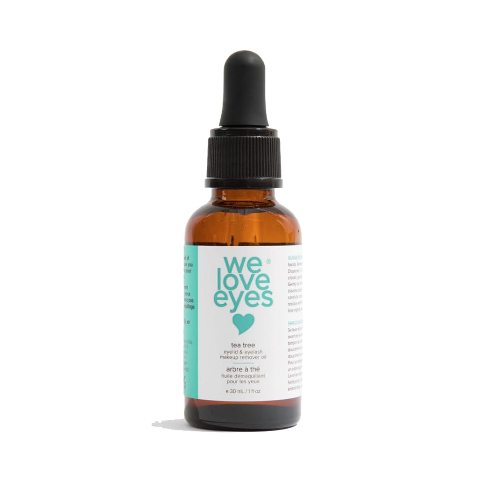 We Love Eyes tea tree remover bottle — all-natural formula for gentle makeup removal