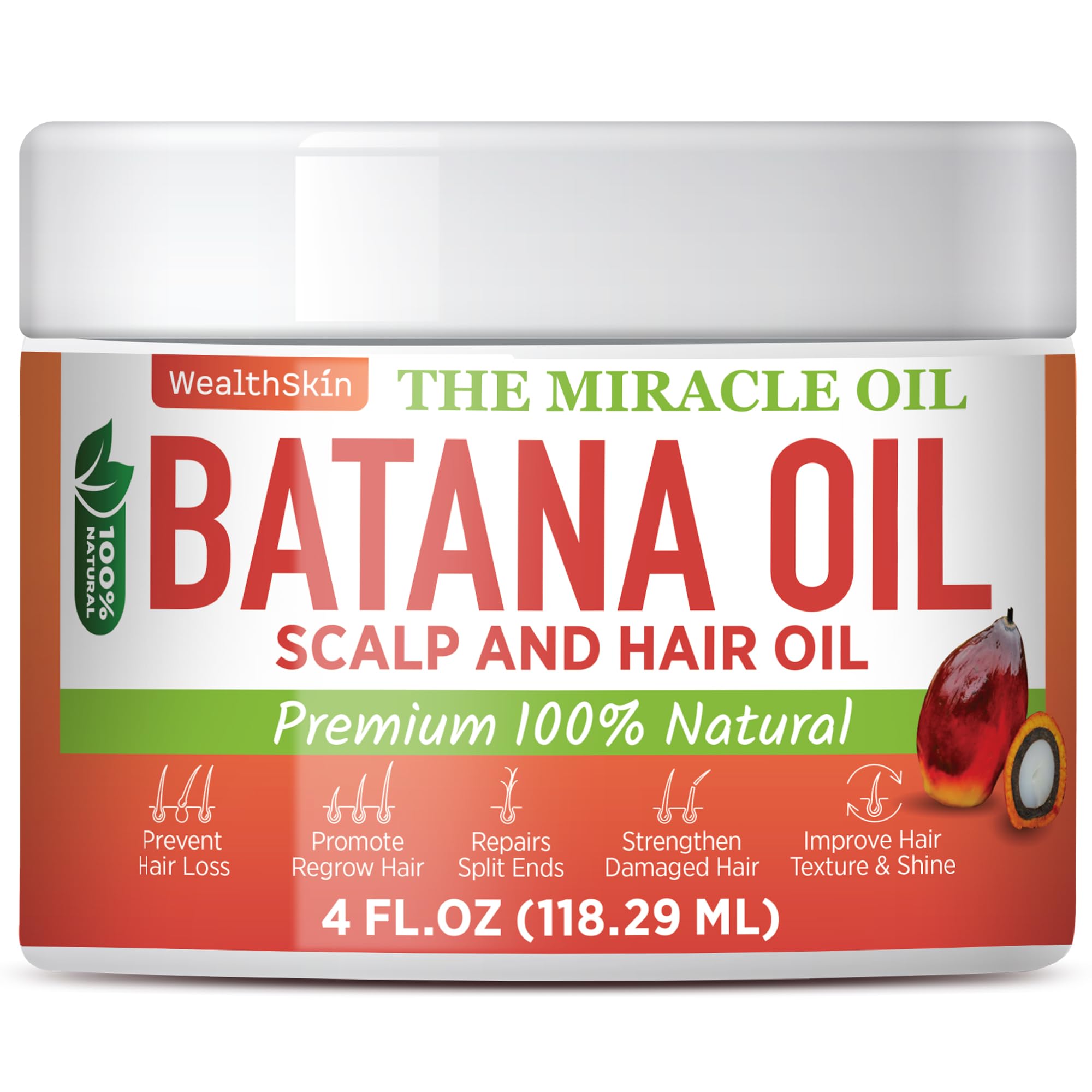 Wealthskin Batana Oil 118ml packaging ideal for regular use.