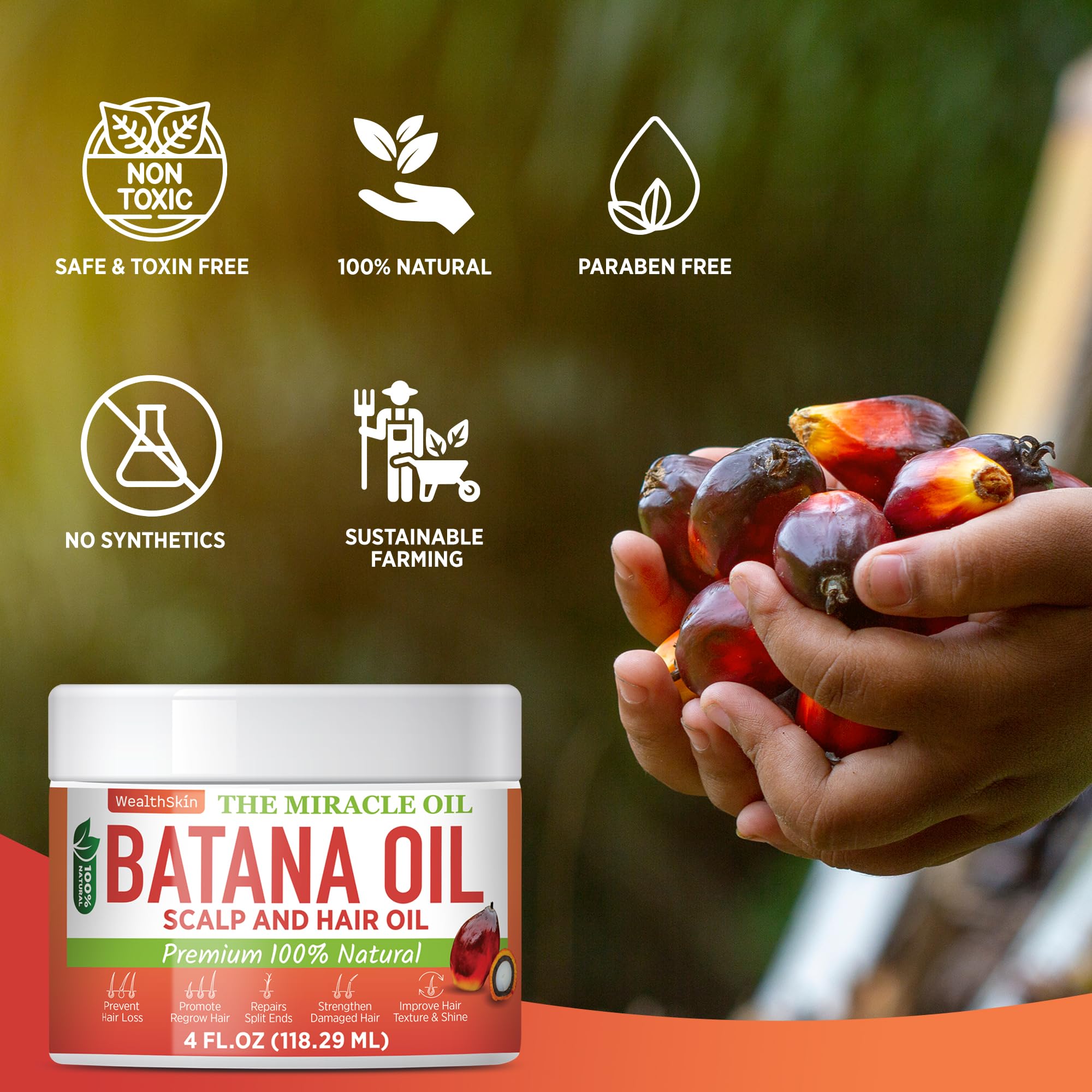 Wealthskin Batana Oil skin nourishment for moisturized, radiant skin.