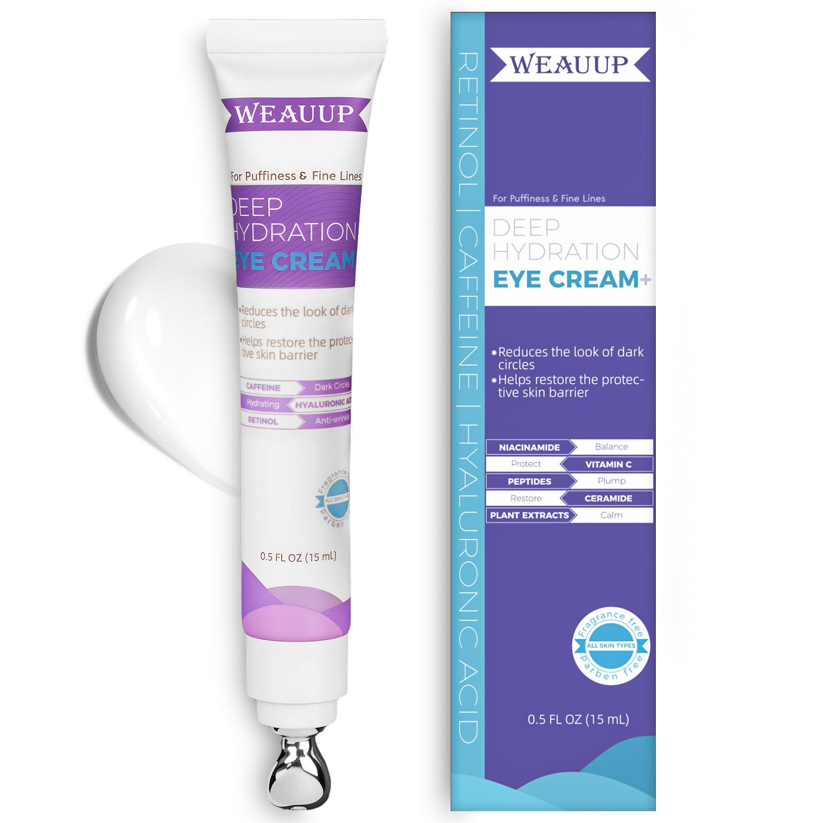 WEAUUP Eye Cream bottle targets dark circles and puffiness for a refreshed look