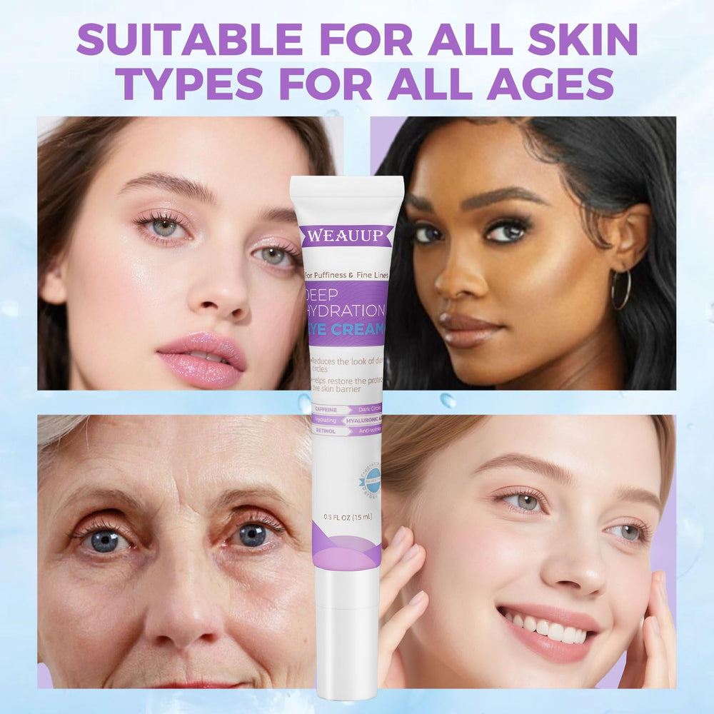 WEAUUP eye cream texture shown as a lightweight gel with fast absorption