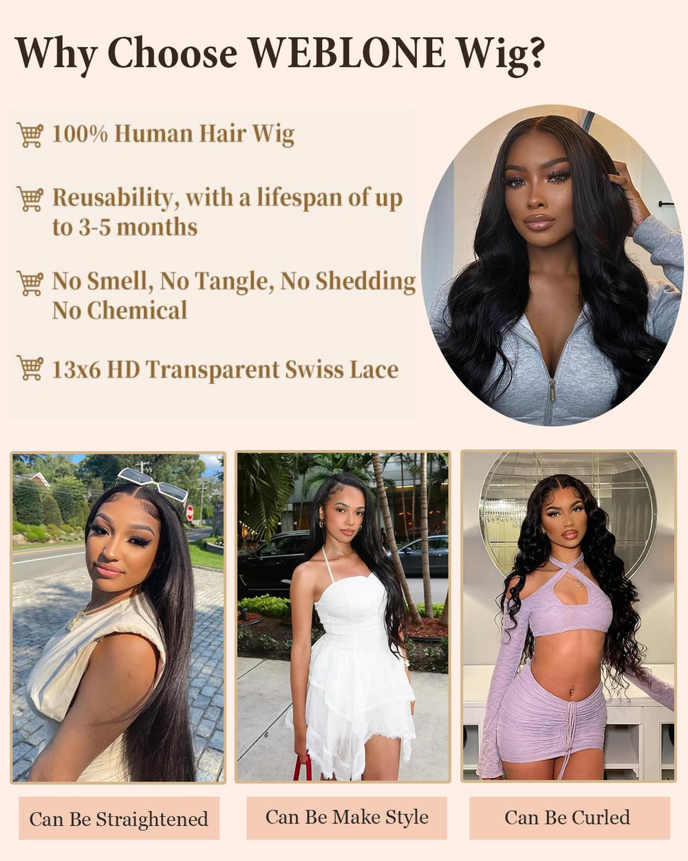 WEBLONE baby hair pre-plucked edge for natural look