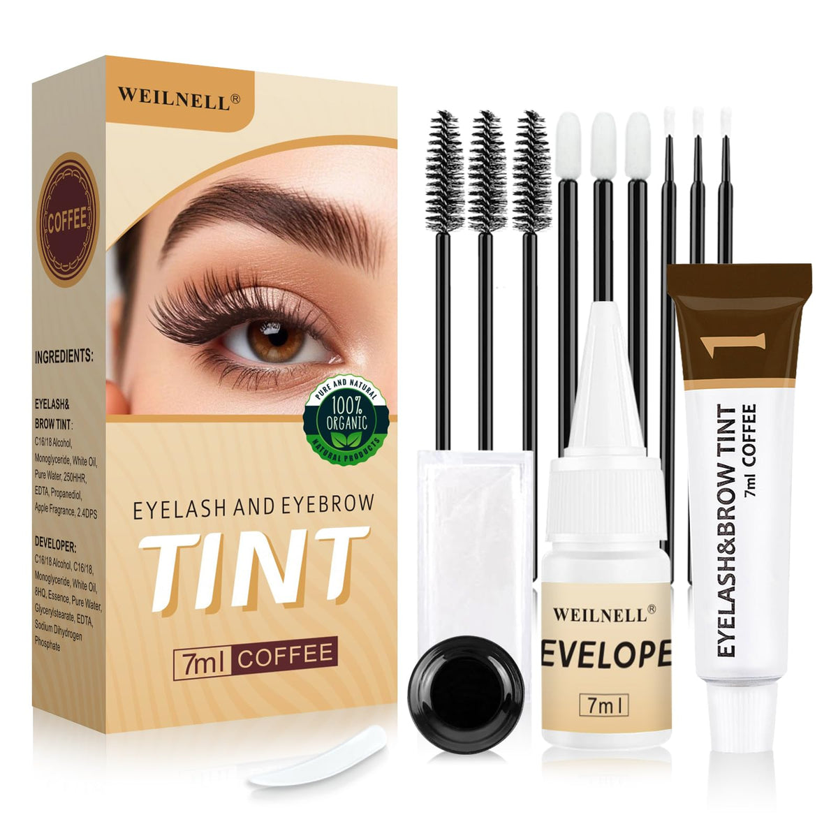 WEILNELL eyelash color kit in coffee-dark brown for natural-looking lashes