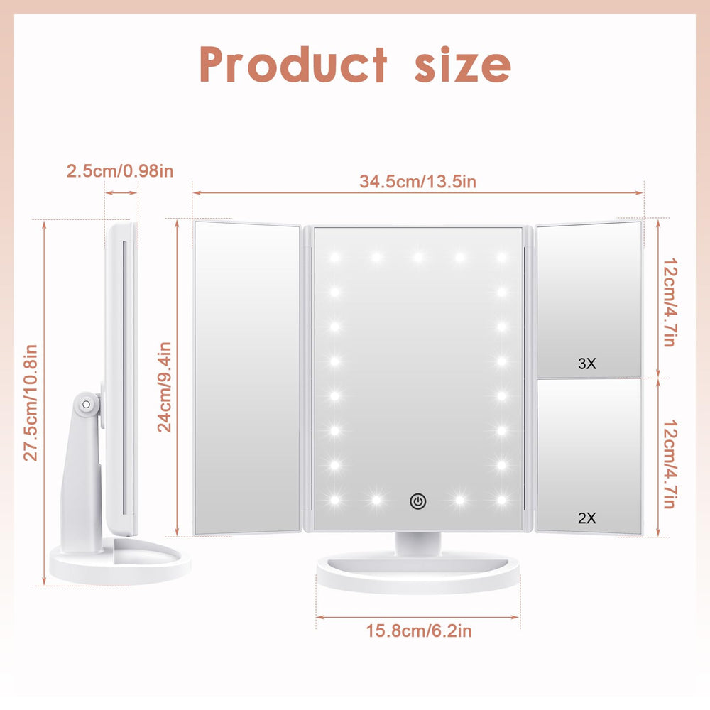 WEILY LED vanity mirror provides soft, glare-free light for day or night makeup.