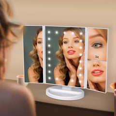 WEILY makeup mirror offers 1x-2x-3x magnification for precise eyeliner and brows.
