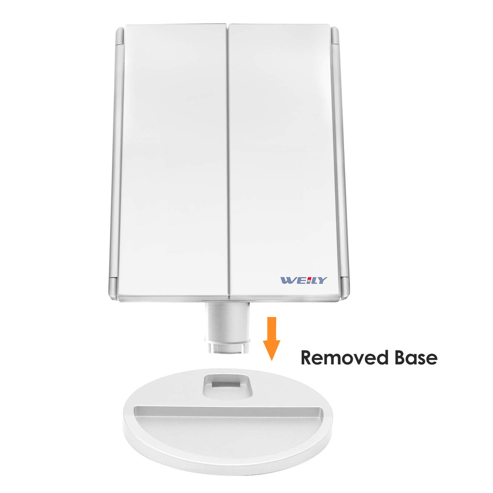 WEILY vanity mirror rotates 180 degrees for portrait or landscape viewing.