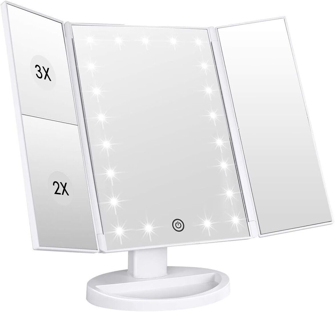 WEILY vanity mirror with 21 LEDs for bright, natural lighting during makeup routines.