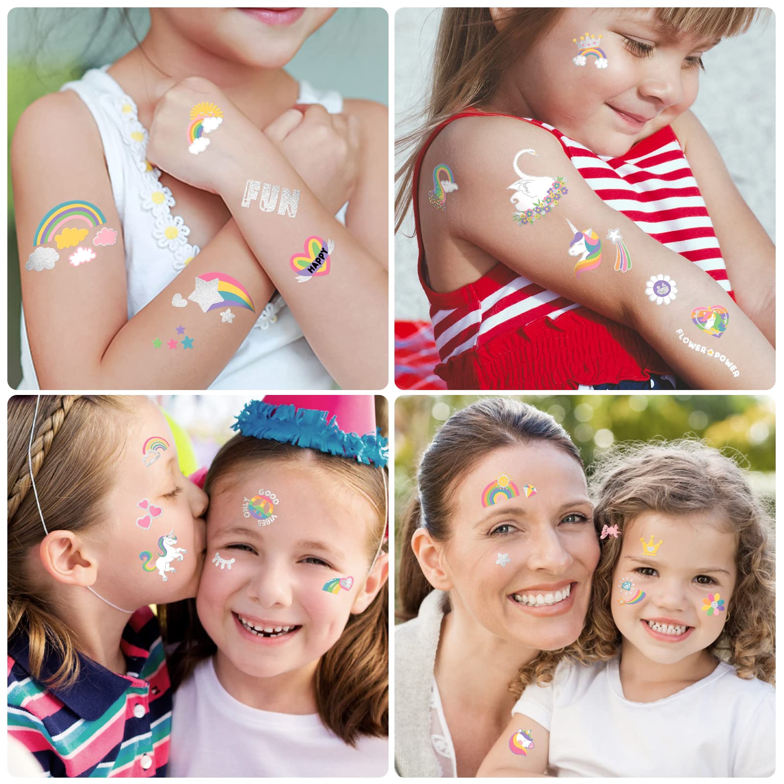 Weipbwor flower tattoo large design brings playful style to kids.