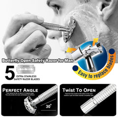 WEISHI chrome short-handle razor shown in profile for easy grip and precision