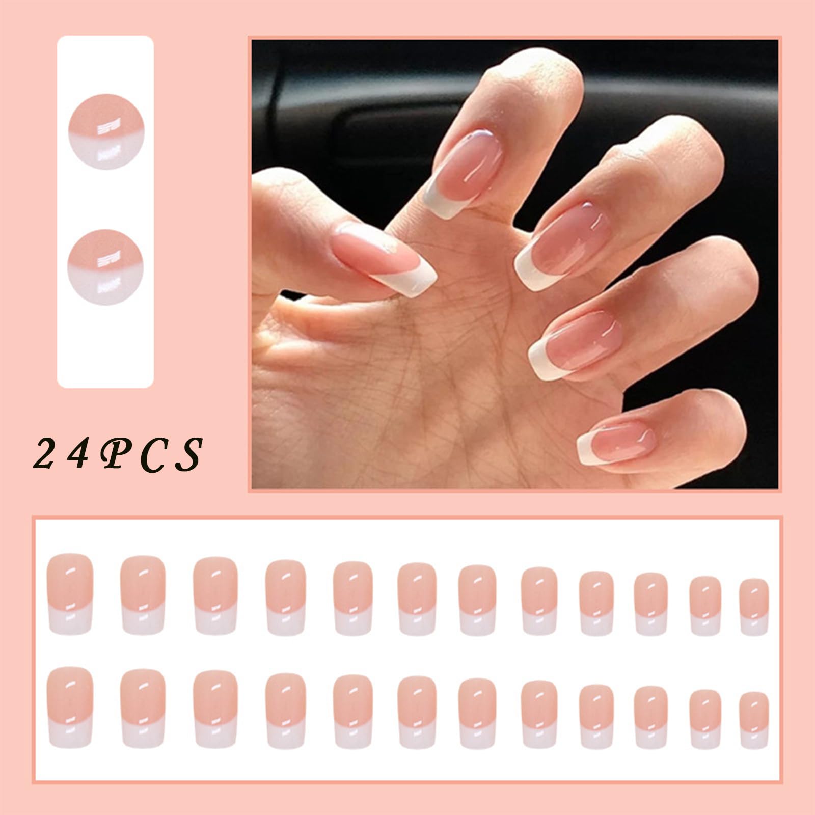 WEIXIWUYU nude glossy press-on nails for elegant everyday wear