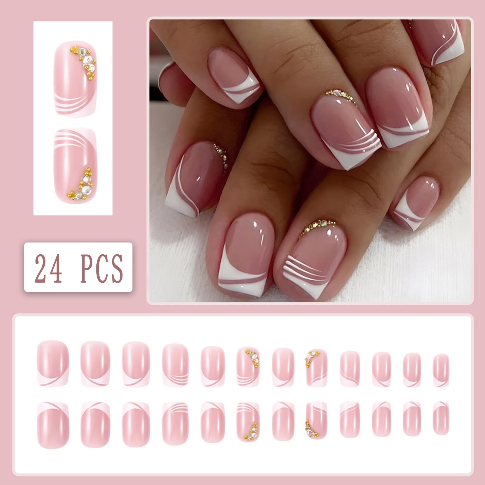 WEIXIWUYU rhinestone nails with full-cover glossy finish for special occasions.