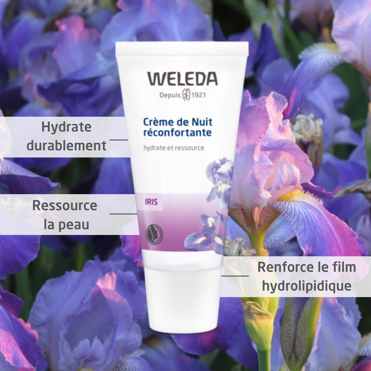 Close-up of the cream's silky texture gliding on skin at night.