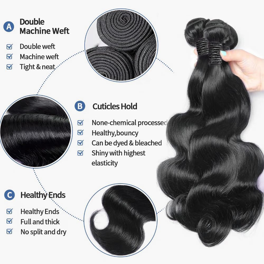 Welheifa Brazilian body wave 20-inch bundle delivers long-lasting beauty and blend.