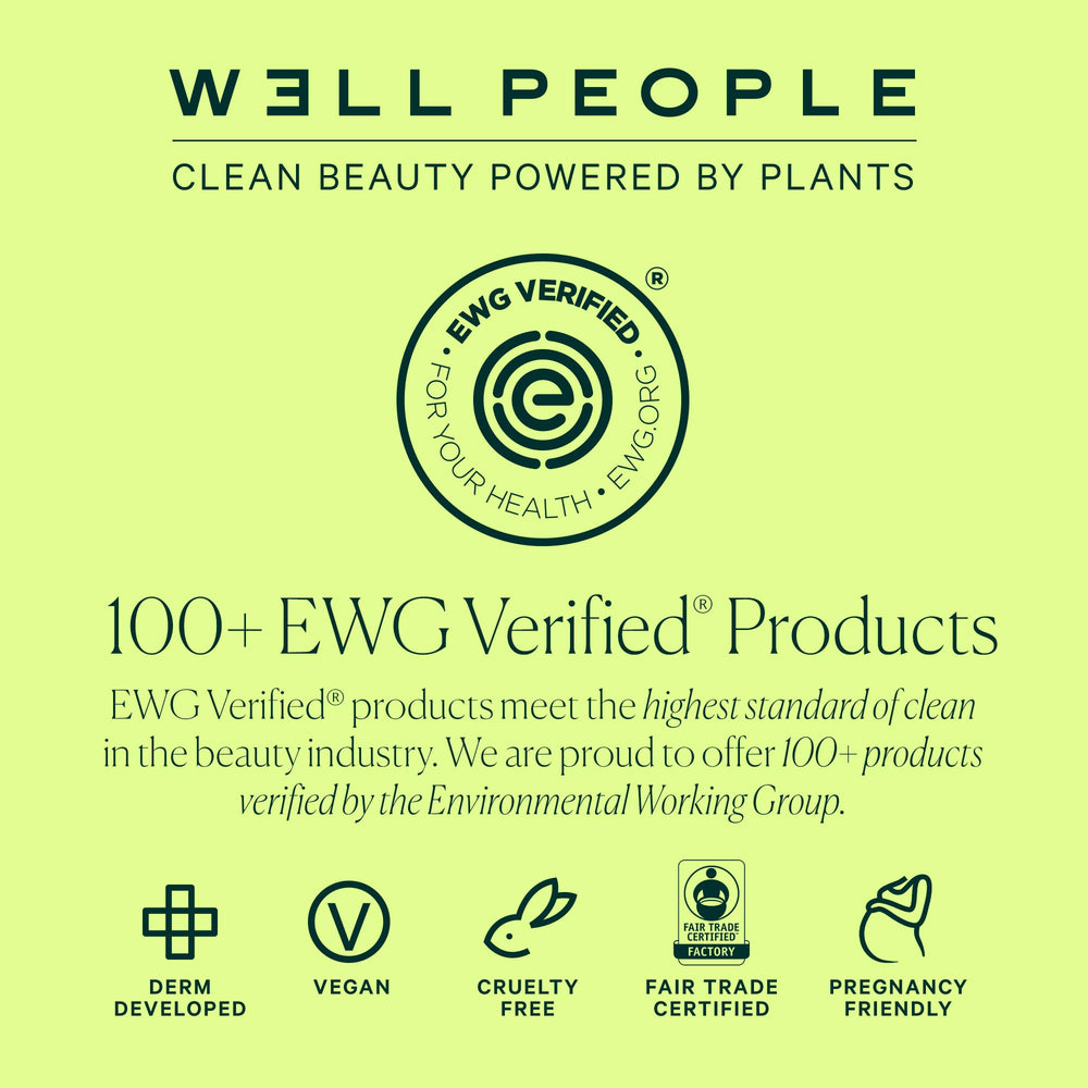 Well People Bio Powder Foundation application guidance for buildable coverage with brush or sponge.