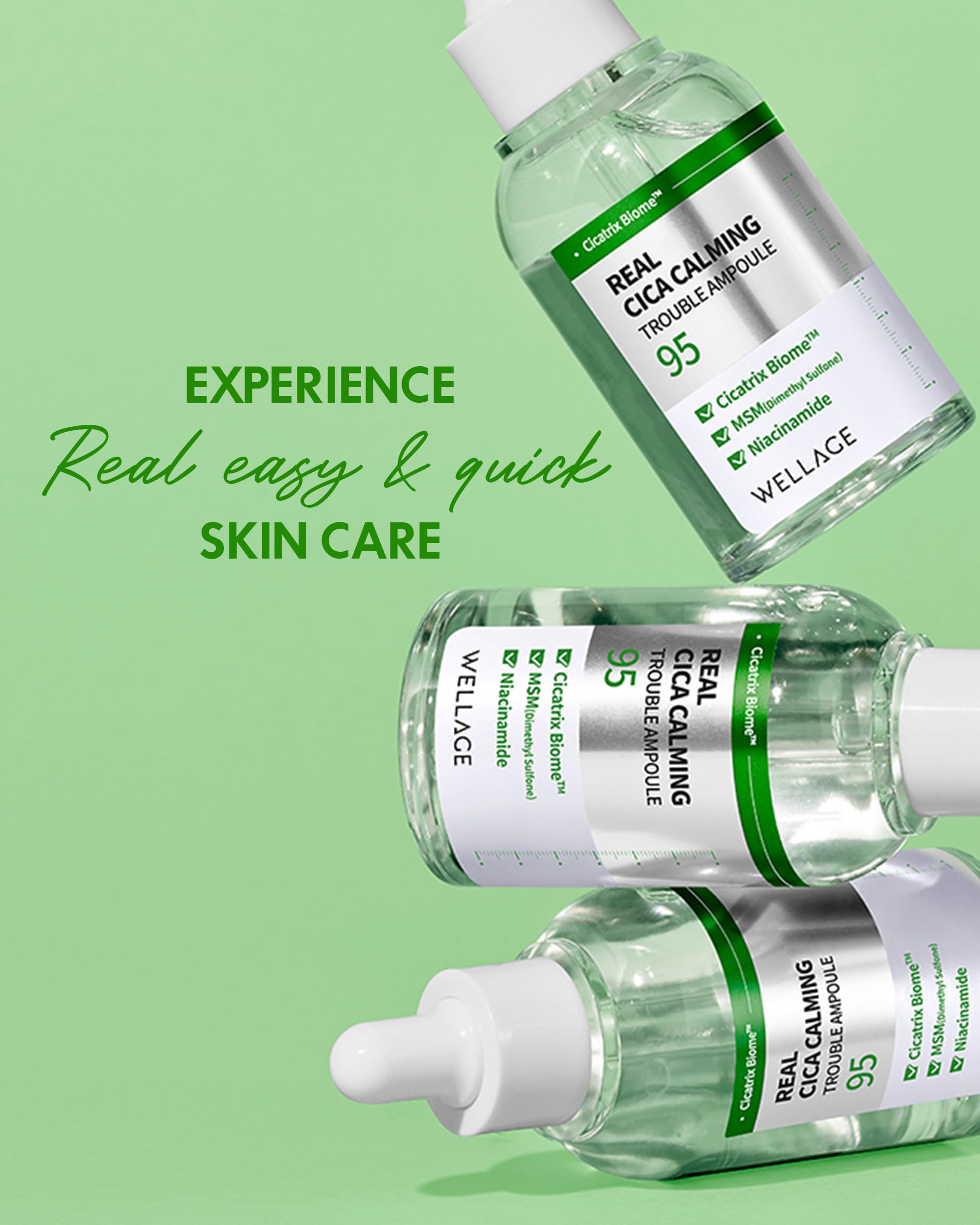 Wellage Real Cica Ampoule clinical testing note indicates hypoallergenic, cruelty-free formulation.