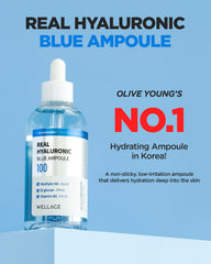 WELLAGE Real Hyaluronic Blue Ampoule bottle with dropper releases pure moisture