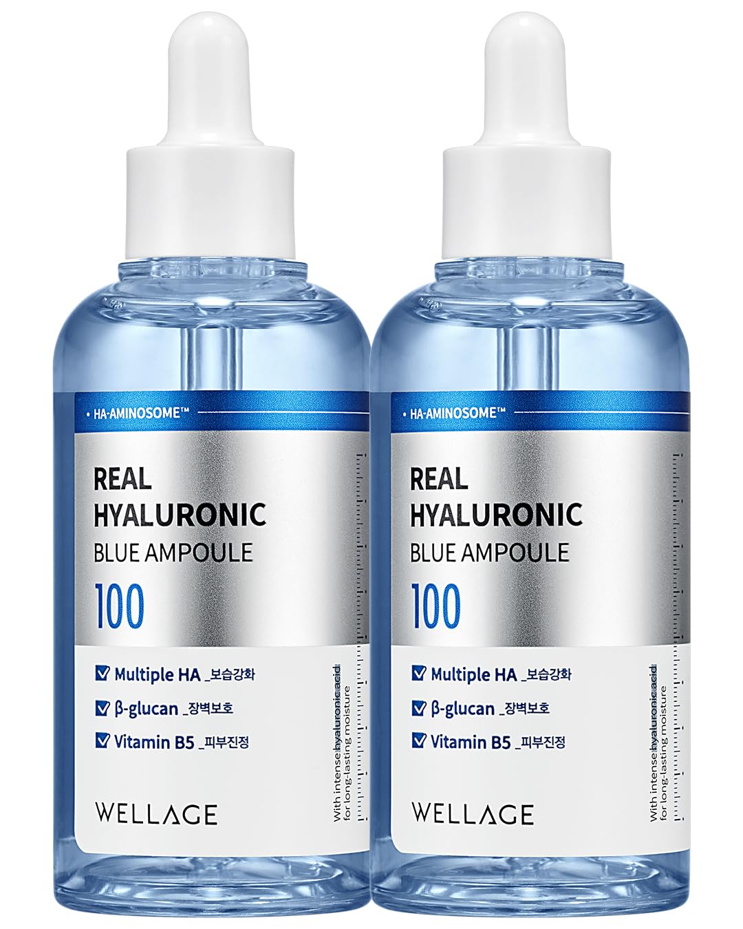 WELLAGE Real Hyaluronic Blue Ampoule bottle delivers deep hydration for dry skin