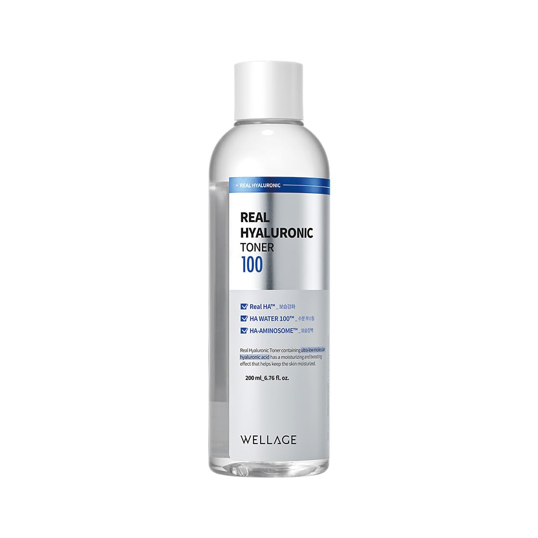Wellage Real Hyaluronic Toner 100 bottle hydrates dry skin with quick absorption