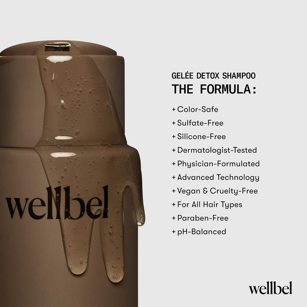 WELLBEL Gelée Detox Shampoo strengthens hair from root to tip.