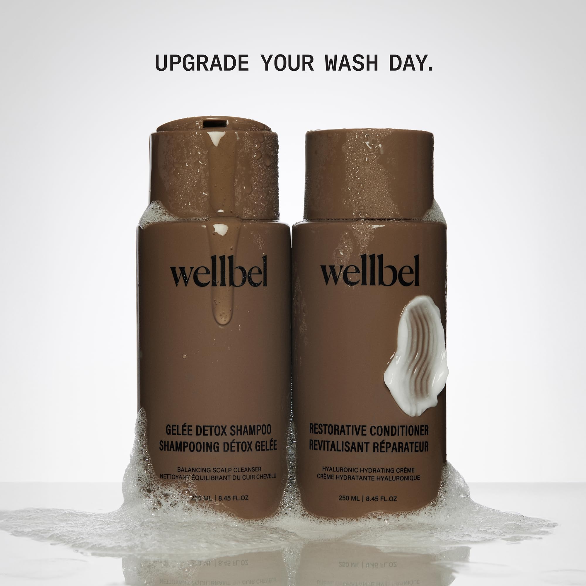 Shiny, healthy-looking hair after using WELLBEL Gelée Detox Shampoo.