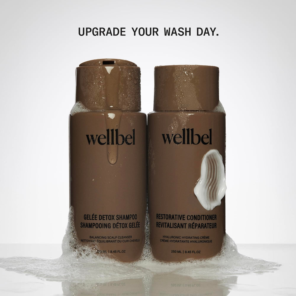 WELLBEL Restorative Conditioner clean-formula benefits shown by smooth application
