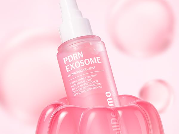 Close-up of WellDerma PDRN Exosome Gel Mist texture showing hydrogel feel.