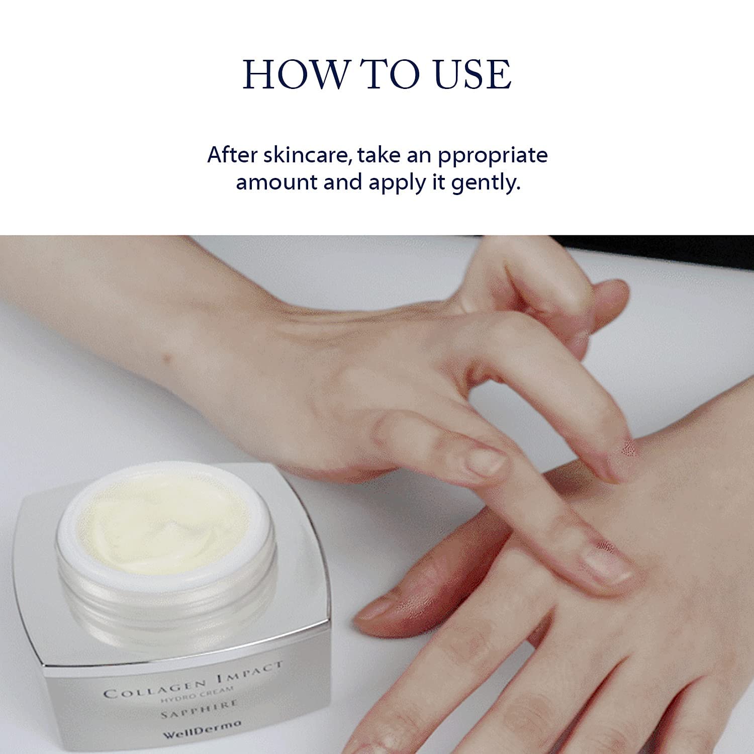 WELLDERMA Sapphire being applied to skin for easy absorption