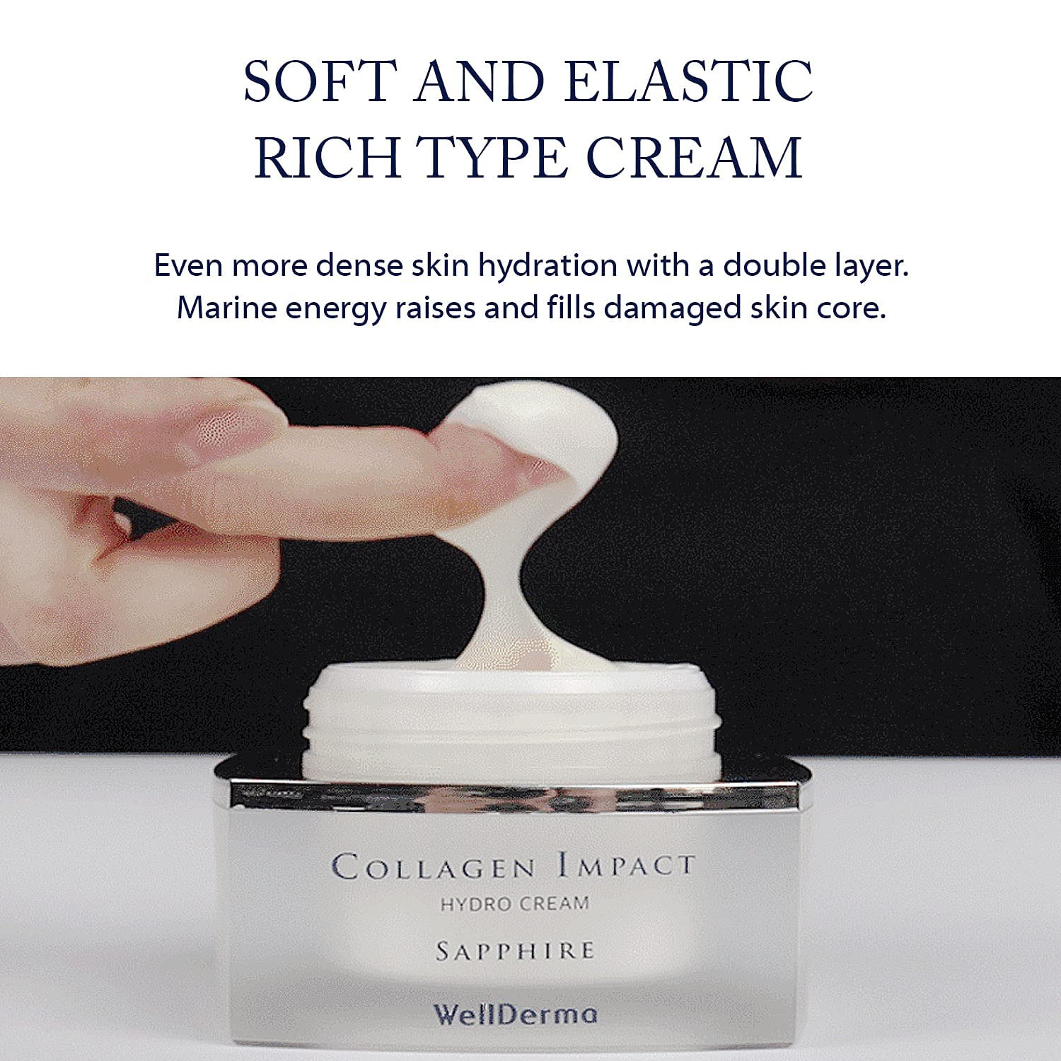 WELLDERMA Sapphire texture on skin demonstrating smooth, non-greasy finish