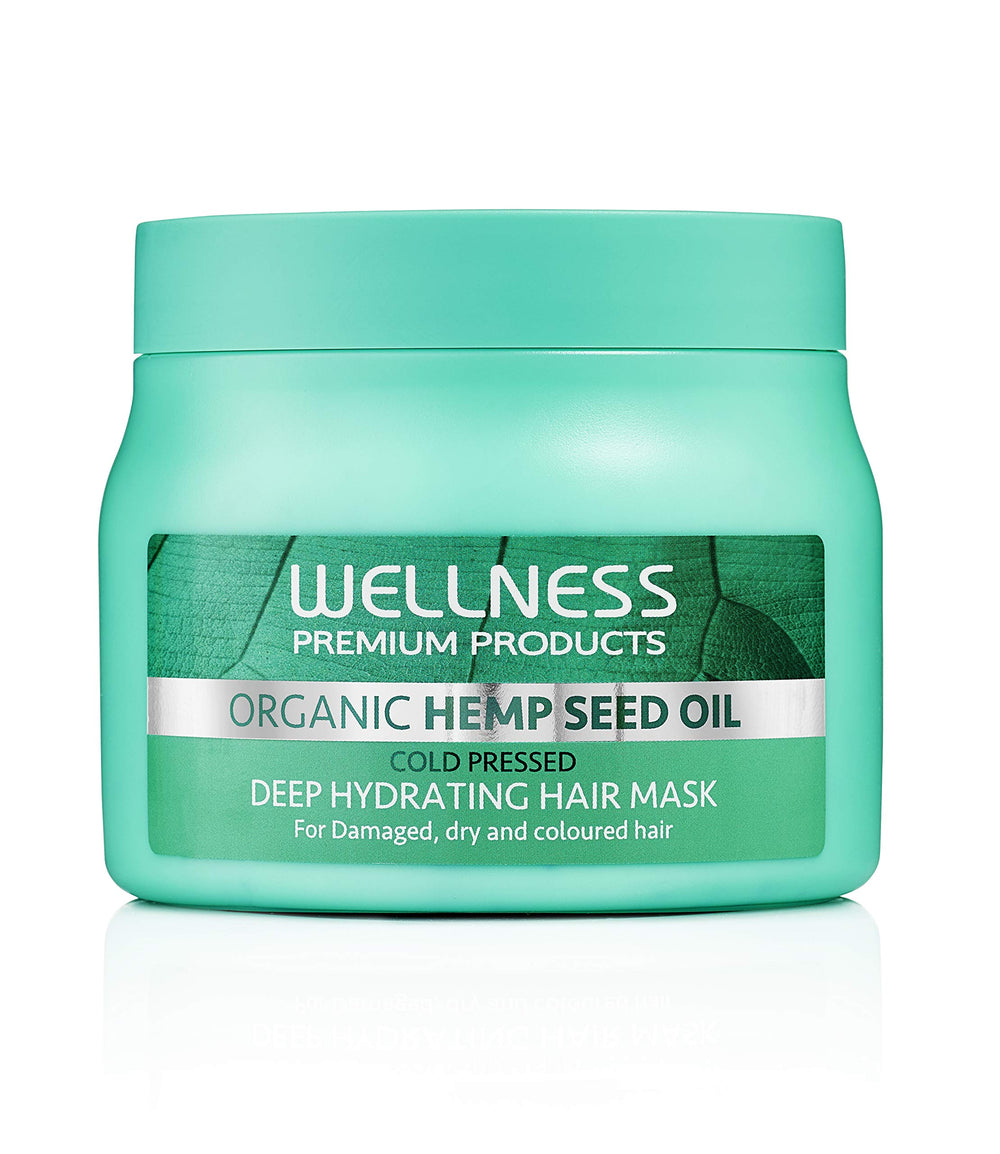 Wellness Premium Products hemp seed oil ingredients closeup showing natural nourishment for hair
